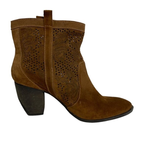 Esdra Leather Cut Out Heeled Ankle Booties Size 39 or US‎ Size 10 Brazili Boho - Picture 1 of 11